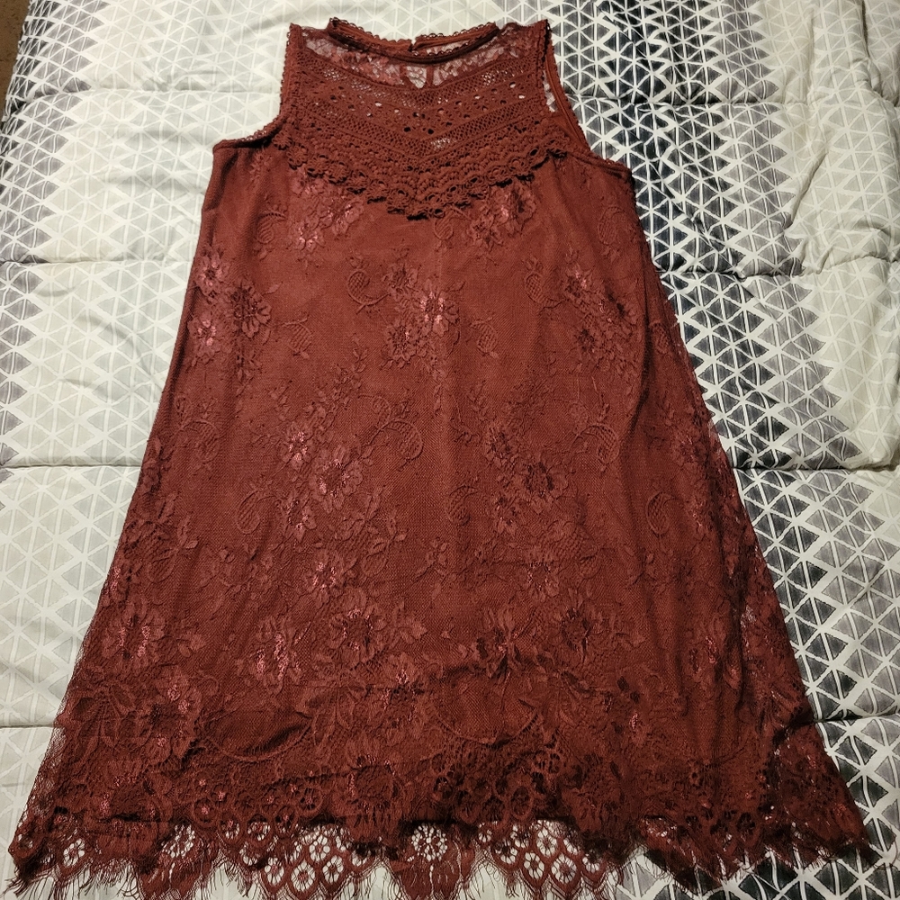 Maroon lace dress